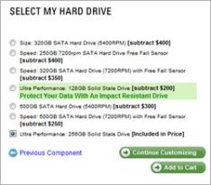Dell Offers 256GB SSD Option