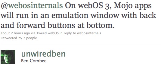 Current webOS apps will be supported in webOS 3.0 Current webOS apps will be supported in webOS 3.0