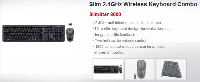 Genius SlimStar 8000 keyboard and mouse released Genius SlimStar 8000 keyboard and mouse released