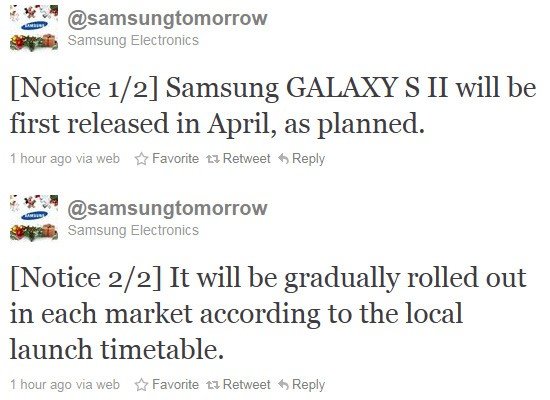 Samsung Galaxy S 2 wont be delayed Samsung Galaxy S 2 wont be delayed