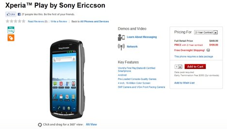 Sony Ericsson Xperia Play on sale now Sony Ericsson Xperia Play on sale now