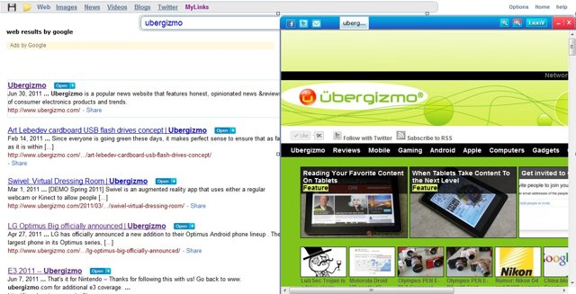SearchLion makes use of the empty space on the side of your display SearchLion makes use of the empty space on the side of your display