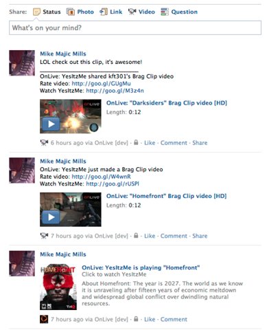 OnLive Facebook