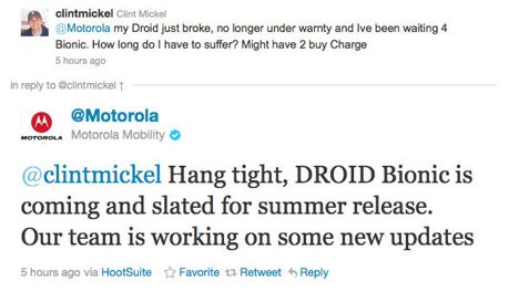 Motorola Droid Bionic tweet Motorola Droid Bionic tweet