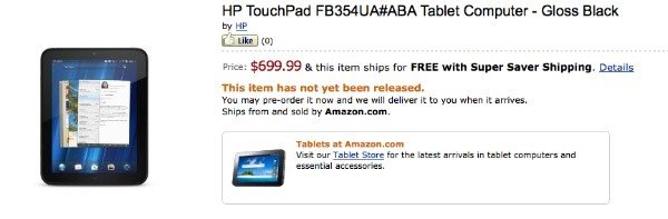 HP TouchPad 4G up for pre order on Amazon HP TouchPad 4G up for pre order on Amazon