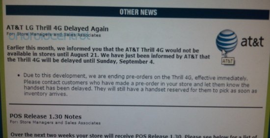 AT&T LG Thrill 4G delayed again