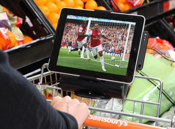 Sky Go trolley lets you watch sports while shopping Sky Go trolley lets you watch sports while shopping