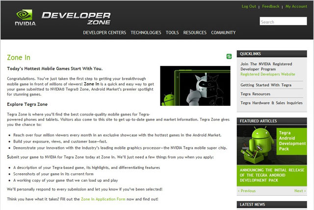 TegraZone.com just launched by NVIDIA