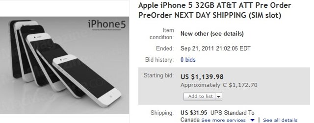 iPhone 5 up for auction on eBay iPhone 5 up for auction on eBay