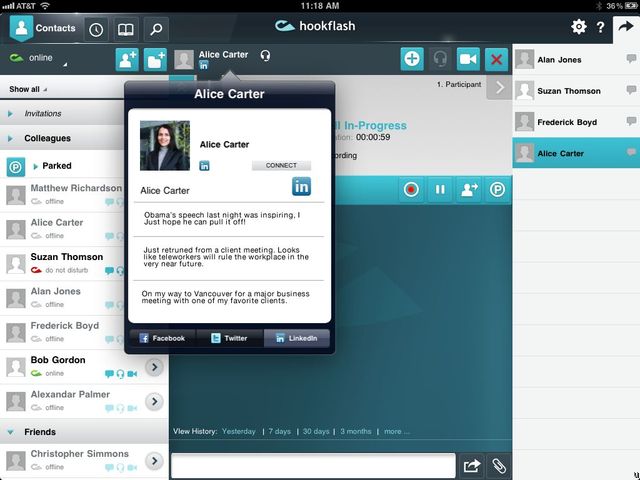 HookFlash: Video Conferencing Meets Business Communications in the iPad