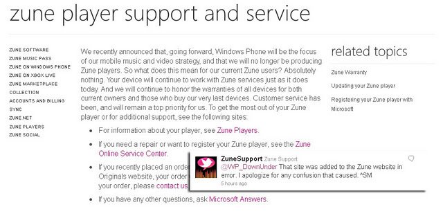 Zune support
