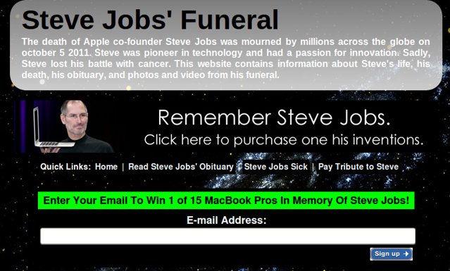 Scammers exploit Steve Jobs death Scammers exploit Steve Jobs death
