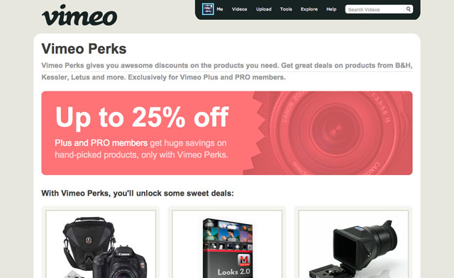 Vimeo Perks Offers Discounts for Paying Users Vimeo Perks Offers Discounts for Paying Users