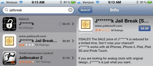 Apple Censors the Word Jailbreak from iTunes Apple Censors the Word Jailbreak from iTunes