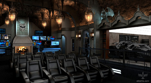 Check out this awesome Batcave home theater
