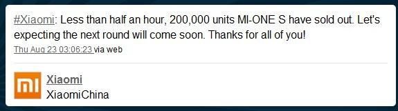 Xiaomi MI ONE S hits 200,000 sales mark
