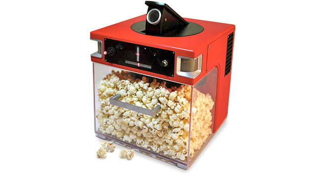 Voice based popcorn cannon fires kernels into your mouth Voice based popcorn cannon fires kernels into your mouth