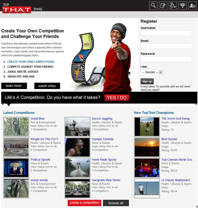 TopThat: a website to compete with your friends TopThat: a website to compete with your friends