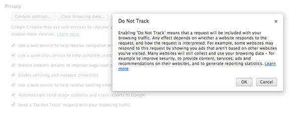 Go Turn on Do Not Track on Chrome