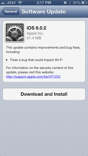 Apple Releases iOS 6.0.2 To Fix iPhone 5, iPad Mini Wi Fi Issues Apple Releases iOS 6.0.2 To Fix iPhone 5, iPad Mini Wi Fi Issues