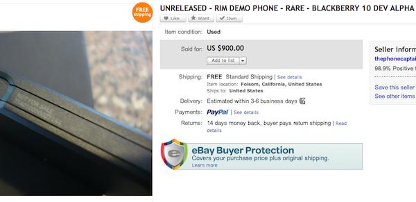 BlackBerry 10 Dev Alpha Units Pop Up On eBay