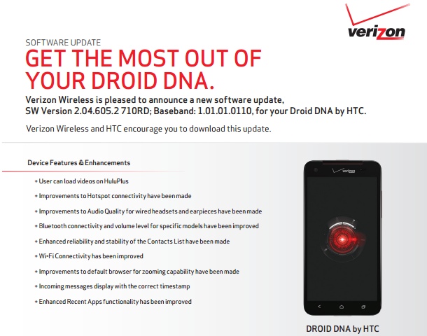 Verizon HTC Droid DNA Receives Update To Improve Connectivity & More Verizon HTC Droid DNA Receives Update To Improve Connectivity & More