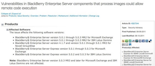 Blackberry Enterprise Server Vulnerable To Malware From TIFF Images