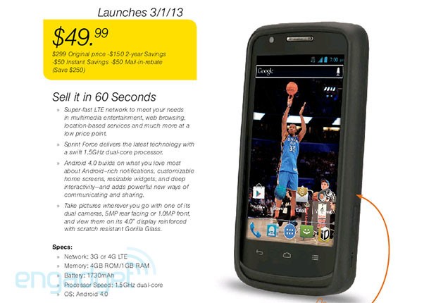 Sprint Force LTE Leaks As Entry Level Android Phone From ZTE Sprint Force LTE Leaks As Entry Level Android Phone From ZTE