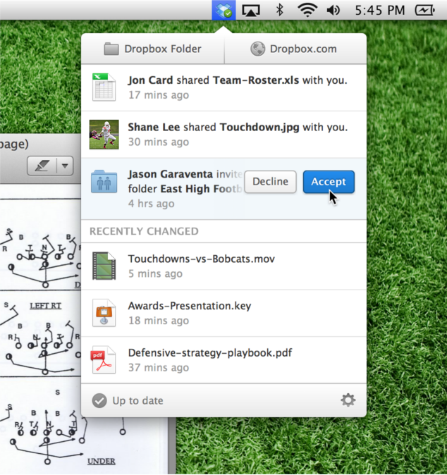 New Dropbox Menu For Computers