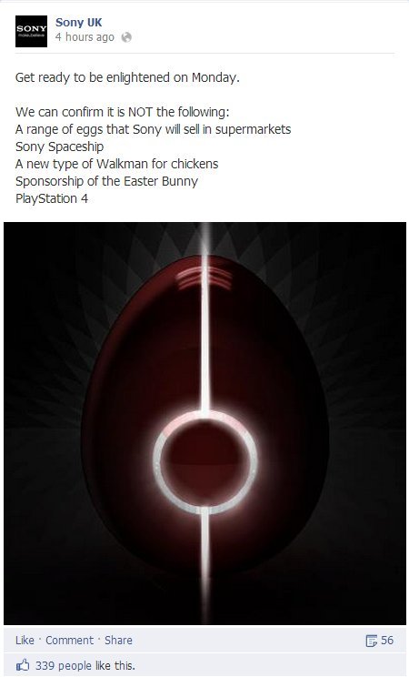 Sony UK Teases Its Coming On Facebook, PS4 Console Reveal Speculated Sony UK Teases Its Coming On Facebook, PS4 Console Reveal Speculated