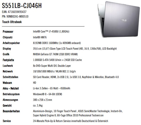 Asus Announces VivoBook V551 Ultrabook With Intel Haswell CPU Asus Announces VivoBook V551 Ultrabook With Intel Haswell CPU